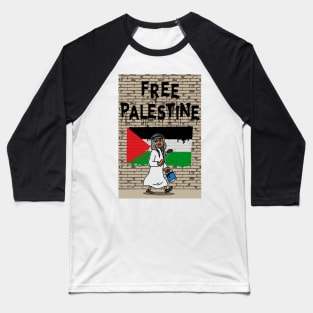 Free Palestine Graffiti Boy Baseball T-Shirt